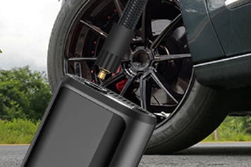 Rescue Air Pump inflating a flat car tire in minutes